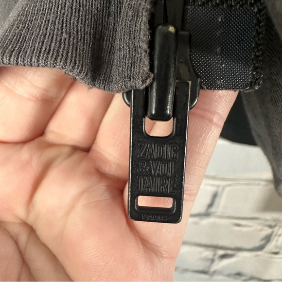 ZADIG & VOLTAIRE Mens Charcoal Gray Zip-Up Cotton-Modal Hoodie Sweatshirt XL - Picture 7 of 12